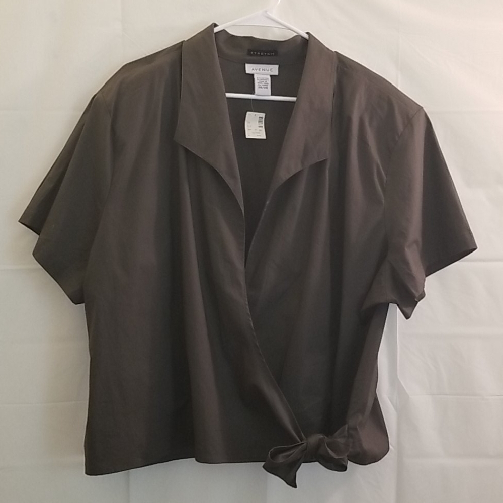 Avenue wrap short sleeve Deep Surplice V Neck top‎